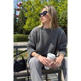 Lela Regular Fit Dik Yaka Yumuşak Dokulu Triko Kazak Bayan Kazak 4616222 - Antrasit - Standart