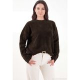 Lela Regular Fit Dik Yaka Yumuşak Dokulu Triko Kazak Kadın Kazak 4616222 - Kahverengi