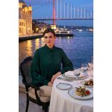 Lela Regular Fit Dikiş Detaylı Düz Yaka Balon Kol Gömlek Bayan Gömlek 611GO00003 - Zümrüt - S