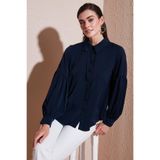 Lela Regular Fit Dikiş Detaylı Düz Yaka Balon Kol Gömlek Bayan GÖMLEK 611GO00003