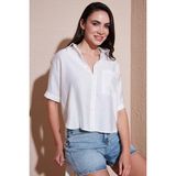 Lela Regular Fit Göğüs Cepli Kısa Kollu Bayan Gömlek 6779324 BEYAZ