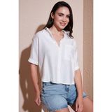 Lela Regular Fit Göğüs Cepli Kısa Kollu Gömlek Bayan Gömlek 6779324 - Beyaz