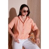 Lela Regular Fit Göğüs Cepli Kısa Kollu Gömlek Bayan Gömlek 6779324 - Turuncu - XL
