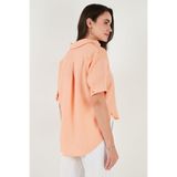 Lela Regular Fit Göğüs Cepli Kısa Kollu Gömlek Bayan GÖMLEK 6779324