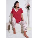 Lela Regular Fit Gömlek Yaka Kısa Kollu Pijama Takımı Bayan PİJAMA TAKIMI 65730101