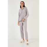 Lela Regular Fit Gömlek Yaka Önden Düğmeli Polar Pijama Takımı Bayan PİJAMA TAKIMI 6571009W4