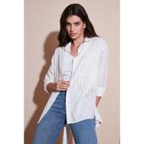 Lela Regular Fit Güpürlü Cep Detaylı Uzun Kollu Bayan Gömlek 6773215 BEYAZ