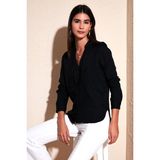 Lela Regular Fit Hakim Yaka Gömlek Bayan Gömlek 67044872S4 - Siyah