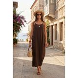 Lela Regular Fit Ip Askılı Uzun Elbise Bayan Elbise 5865732 - Kahverengi