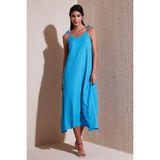Lela Regular Fit Ip Askılı Uzun Elbise Kadın Elbise 5865732 - Bebe Mavisi