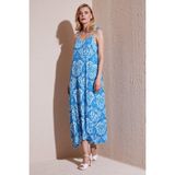 Lela Regular Fit Ip Askılı Uzun Elbise Kadın Elbise 5865732 - Mavi