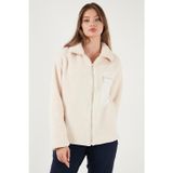 Lela Regular Fit Klasik Yaka Göğüs Cep Detaylı Peluş Hırka Bayan Polar 5866437 KREM