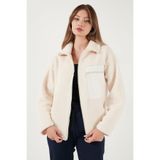 Lela Regular Fit Klasik Yaka Göğüs Cep Detaylı Peluş Hırka Polar Bayan POLAR 5866437