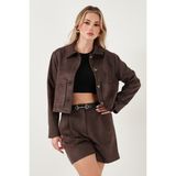 Lela Regular Fit Klasik Yaka Süet Dokulu Cep Detaylı Ceket Bayan Ceket 6524992 - XL - Kahve