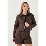 Lela Regular Fit Klasik Yaka Süet Dokulu Cep Detaylı Ceket Bayan CEKET 6524992