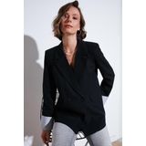 Lela Regular Fit Kruvaze Yaka Blazer Bayan Ceket 611BC00025 SİYAH
