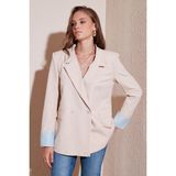 Lela Regular Fit Kruvaze Yaka Blazer Ceket Bayan Ceket 611BC00025 - M - Taş