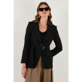 Lela Regular Fit Kruvaze Yaka Kemerli Blazer Bayan Ceket 6839367 SİYAH