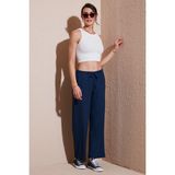 Lela Regular Fit Normal Bel Geniş Paça Pantolon Bayan Pantolon 5866117 - S - İndigo