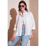 Lela Regular Fit Tek Cepli Önü Kısa Arkası Uzun Krinkıl Gömlek Bayan Gömlek 6772752 - Beyaz - XL