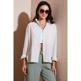 Lela Regular Fit Tek Cepli Önü Kısa Arkası Uzun Krinkıl Gömlek Bayan GÖMLEK 6772752 - Taş - XL