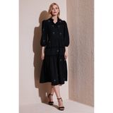 Lela Regular Fit Truvakar Kollu Midi Dokuma Elbise Bayan ELBİSE 611EL0882