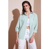 Lela Regular Fit Uzun Kollu Çizgili Bayan Gömlek 6772875 BENETTON