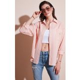 Lela Regular Fit Uzun Kollu Çizgili Bayan Gömlek 6772875 ORANJ