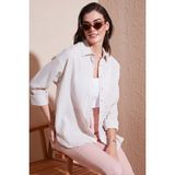 Lela Regular Fit Uzun Kollu Dokulu Gömlek Bayan Gömlek 6772799 - Taş