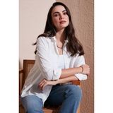 Lela Regular Fit Uzun Kollu Dokulu Gömlek Kadın Gömlek 6772799 - Beyaz - XL