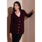 Lela Regular Fit V Yaka Düğmeli Triko Örme Uzun Hırka Bayan HIRKA 4615044