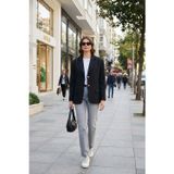 Lela Regular Fit Yaka Düğmeli Blazer Bayan Ceket 6839562 SİYAH