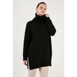 Lela Regular Fit Yanları Yırtmaçlı Boğazlı Yaka Uzun Triko Kazak Bayan KAZAK 4616141Y