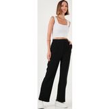 Lela Regular Fit Yüksek Bel Bol Paça Bayan Pantolon 5861279 SİYAH