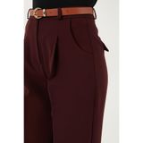 Lela Regular Fit Yüksek Bel Düz Paça Kemerli Pantolon Bayan PANTOLON 68350938