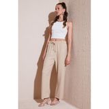 Lela Relaxed Fit Bol Paça Pantolon Kadın Pantolon 5865826 - Taş - S