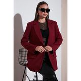 Lela Relaxed Fit Mono Yaka Cepli Blazer Bayan Ceket 611BC00132 BORDO