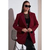 Lela Relaxed Fit Mono Yaka Cepli Blazer Ceket Bayan Ceket 611BC00132 - Bordo