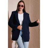 Lela Relaxed Fit Mono Yaka Cepli Blazer Ceket Bayan Ceket 611BC00132 - S - Lacivert