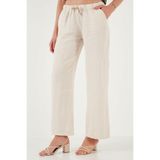 Lela Relaxed Fit Normal Bel Geniş Paça Çİft Cepli Keten Pantolon Bayan PANTOLON 668YP4991