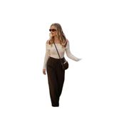 Lela Relaxed Fit Yüksek Bel Bol Paça Bağlamalı Pantolon Bayan PANTOLON 6923874