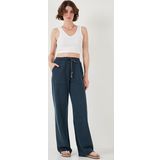 Lela Relaxed Fit Yüksek Bel Bol Paça Bayan Pantolon 668YP5040 LACİVERT