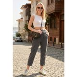 Lela Relaxed Fit Yüksek Bel Daralan Paça Bayan Pantolon 668YP5456 ANTRASİT