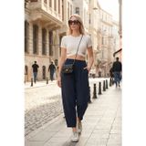 Lela Relaxed Fit Yüksek Bel Daralan Paça Bayan Pantolon 668YP5456 LACİVERT