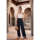 Lela Relaxed Fit Yüksek Bel Geniş Paça Bayan Pantolon 668YP5515 LACİVERT