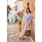 Lela Relaxed Fit Yüksek Bel Geniş Paça Bayan Pantolon 668YP5515 TAŞ