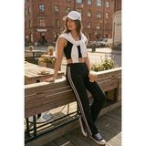 Lela Şeritli Standat Fit Normal Bel Geniş Paça Eşofman Altı Kadın Eşofman Altı 5866133 - XL - Siyah