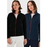 Lela Slim Fit Anti-Pilling Tüylenme Yapmayan Fermuarlı 2'li Paket Polar Bayan Hırka 5907012S2 LACİVERT-SİYAH