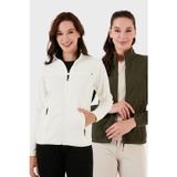 Lela Slim Fit Anti-Pilling Tüylenme Yapmayan Fermuarlı Cepli Hırka 2' li Paket Bayan Polar 5907002S2 Ekru-Haki
