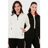 Lela Slim Fit Anti-Pilling Tüylenme Yapmayan Fermuarlı Cepli Hırka 2' li Paket Bayan Polar 5907002S2 EKRU-SİYAH